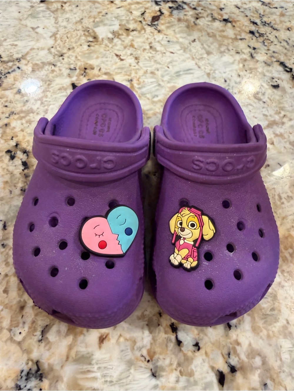 Purple Crocs with jibitz size c7